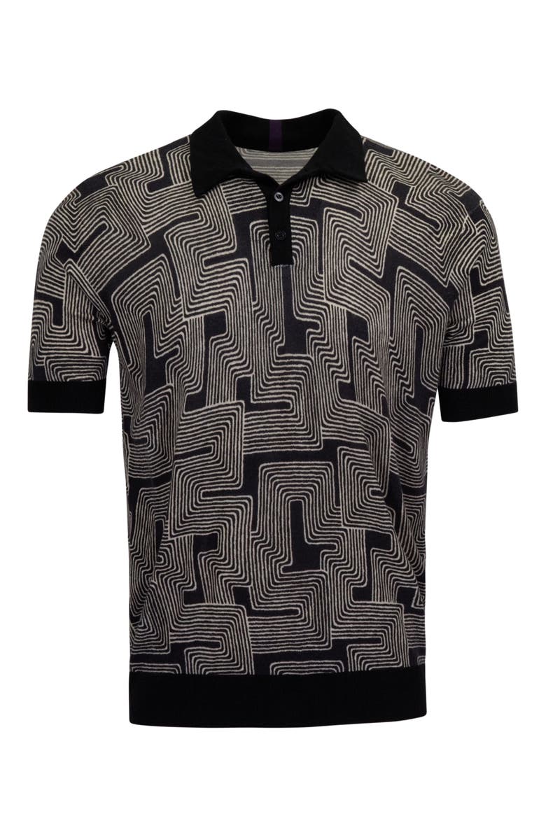Lords of Harlech Inter Twine Mens Merino Silk Cashmere Polo, Alternate, color, Inter Twine Black