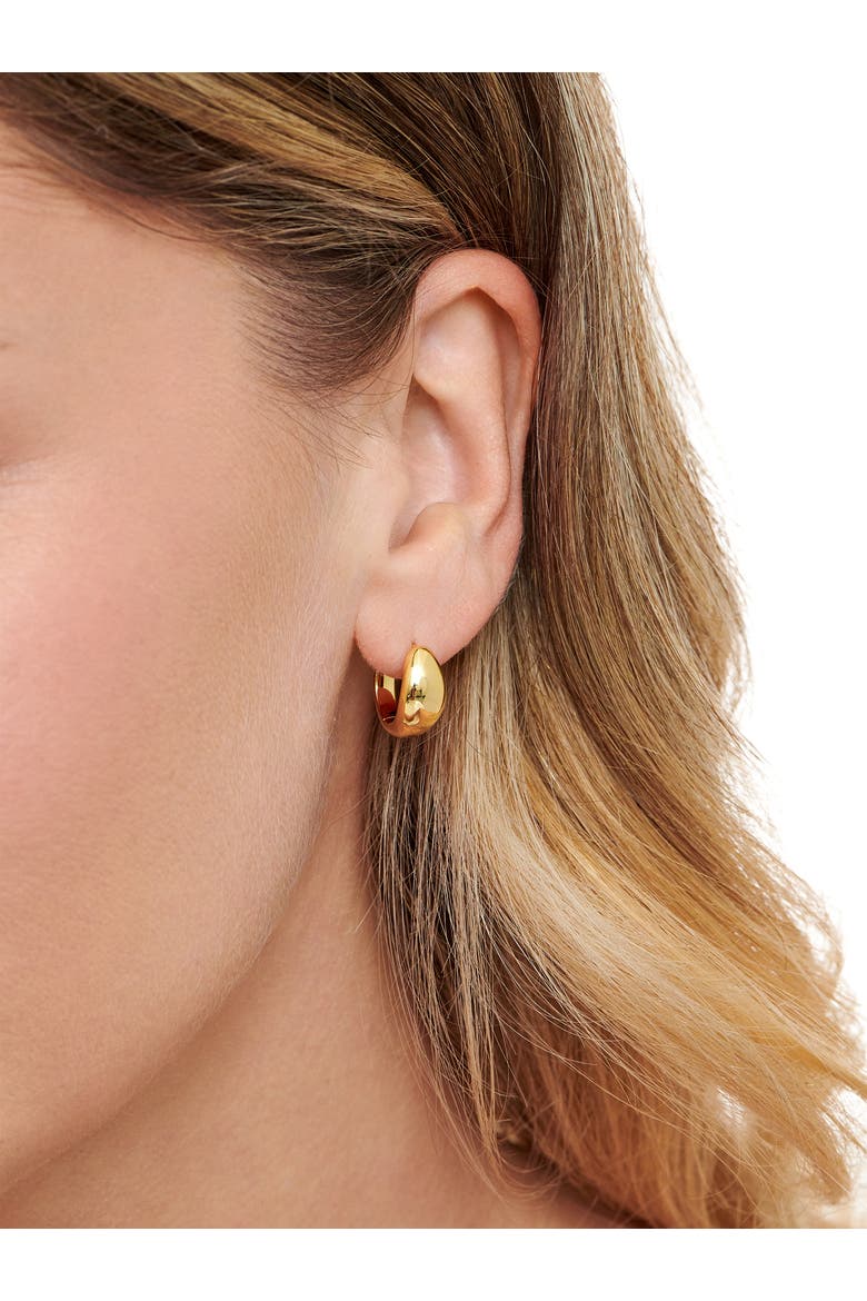 Dome Hoop Earrings in Gold Plated Sterling Silver, Alternate, color, Yellow Gold