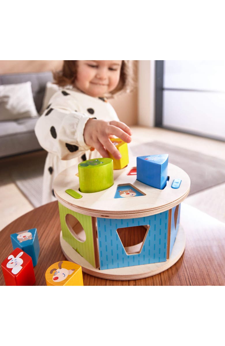 HABA Favorite Animals Wooden Shape Sorting Puzzle Box with 5 Colorful Shapes - Ages 12 Months +, Alternate, color, Multi