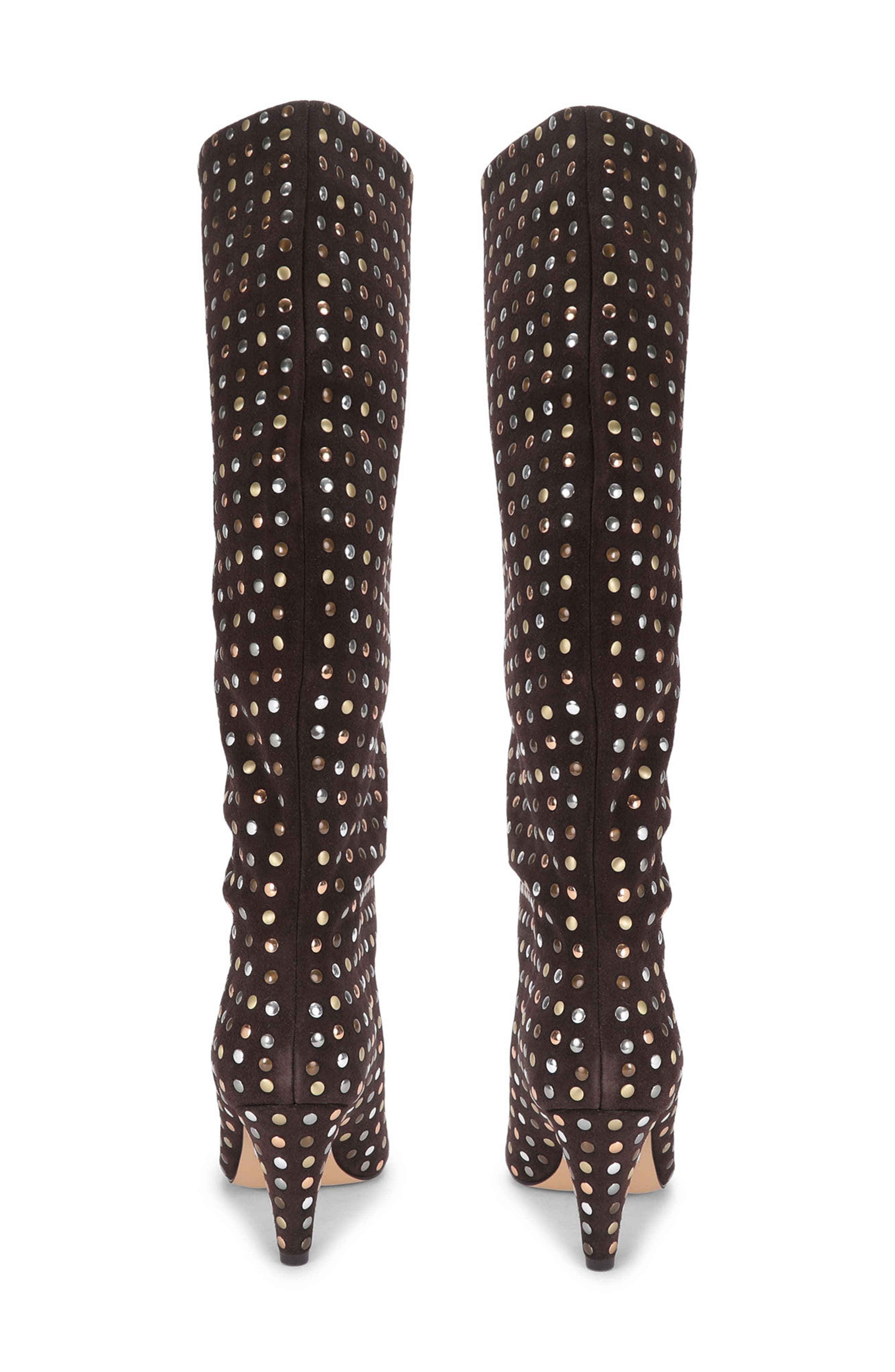 Lambeth Studded Slouchy Leather Knee High Boot, Alternate, color, OPEN BROWN