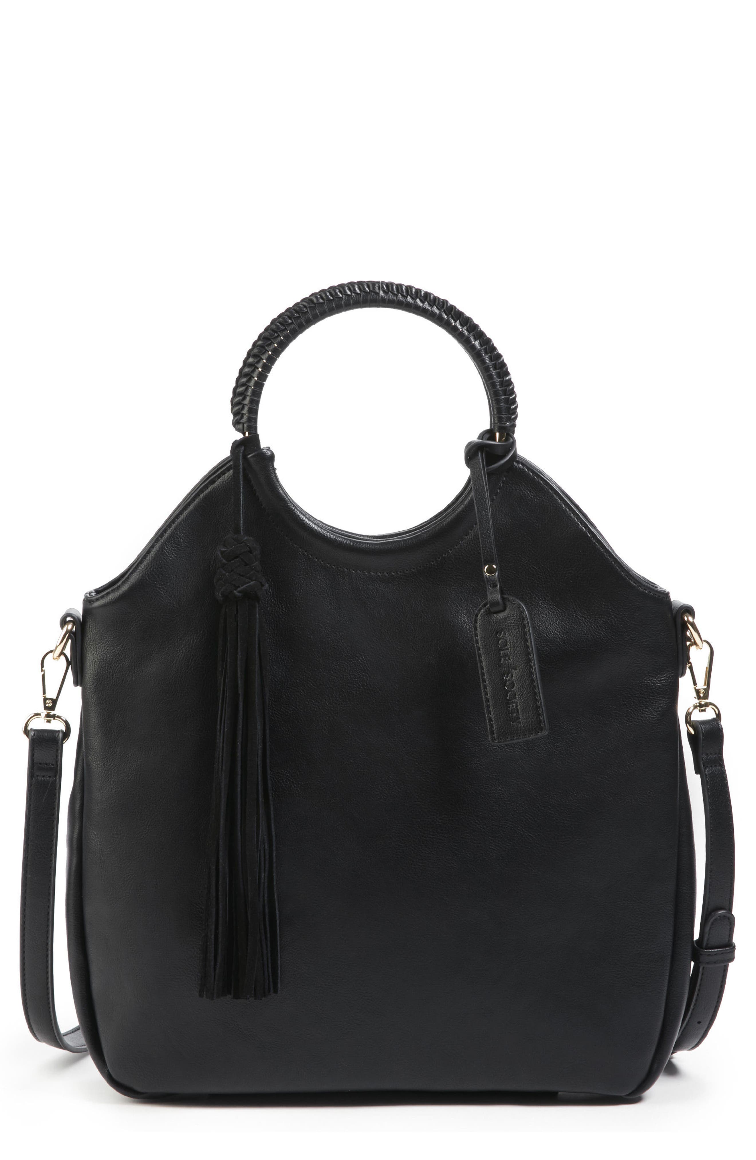 Sole Society Faux Leather Bracelet Bag, Main, color, 