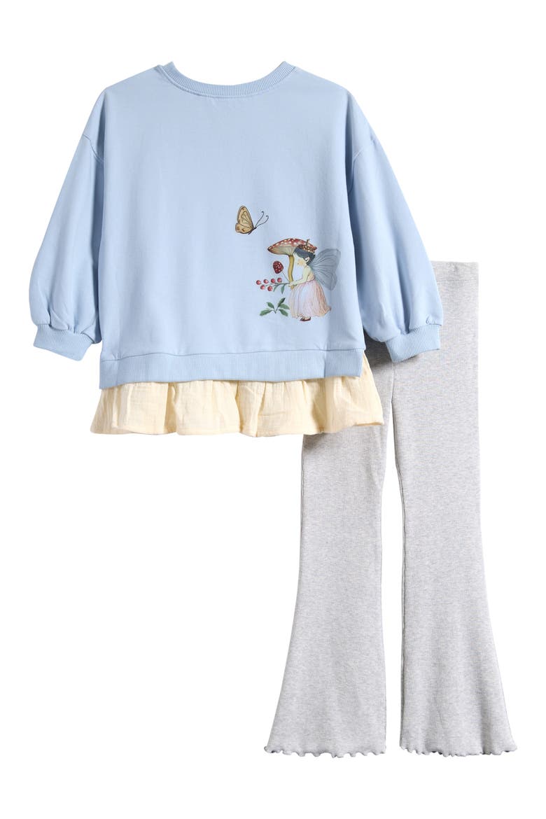 Kids' Fairy Graphic Sweatshirt & Flare Leggings Set, Alternate, color, BLUE