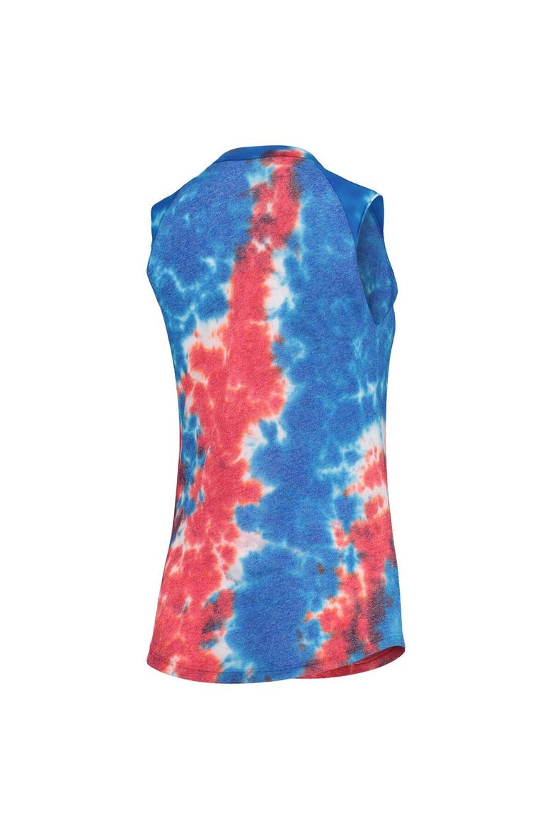 Women's Majestic Threads Red/Blue San Francisco Giants Tie-Dye Tri-Blend Muscle Tank Top, Alternate, color, Red
