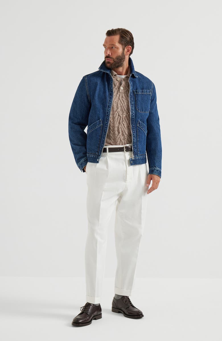 Brunello Cucinelli Cable knit polo shirt, Alternate, color, Hazelnut