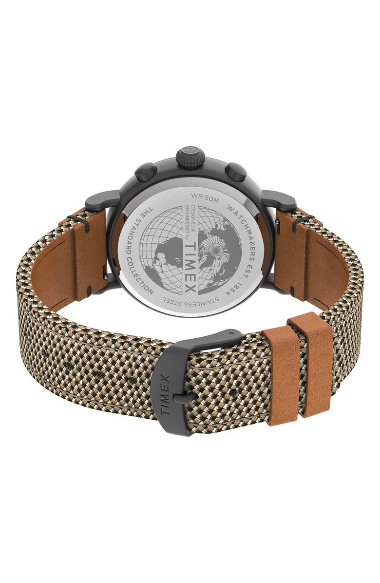 Timex<sup>®</sup> Standard Chronograph Textile & Leather Strap Watch, 41mm, Alternate, color, 