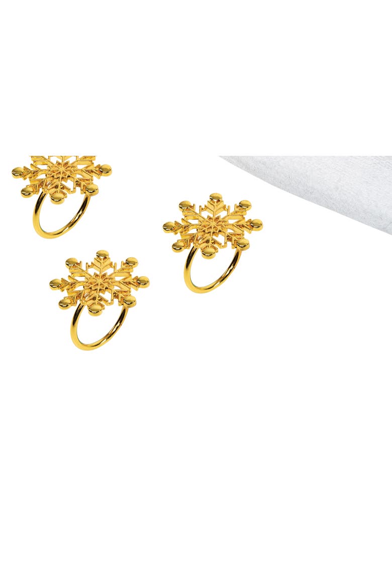 Gold Winter Snowflake Decorative Napkin Ring Set of 4, Alternate, color, Gold