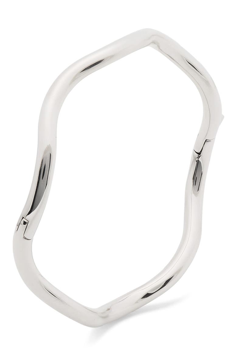 wave thin bangle bracelet, Alternate, color, SILVER