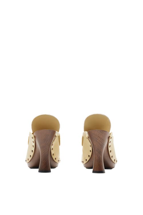 Burberry Leather Potter Clogs In Bake