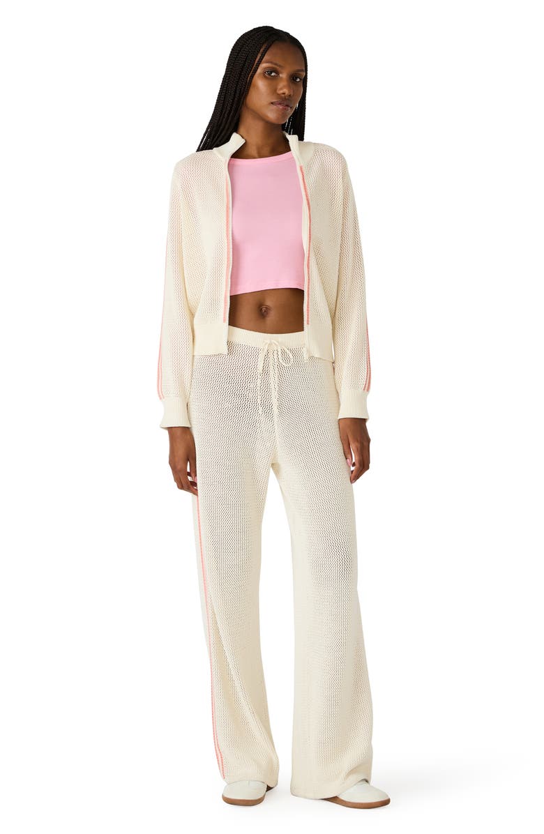 Steve Madden Open Stitch Zip Front Cardigan, Alternate, color, Antique