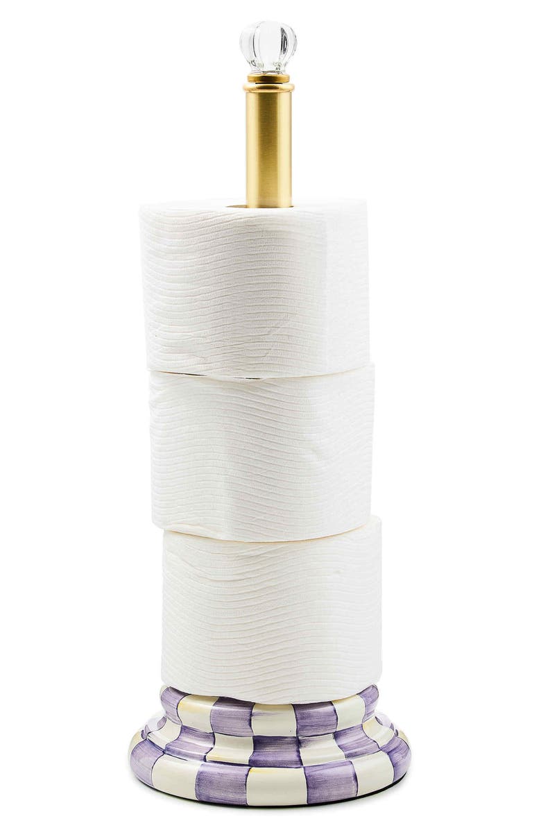 MACKENZIE CHILDS Violet Check Toilet Tissue Holder, Alternate, color, Violet