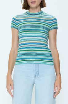 Selene Stripe Cotton Short Sleeve Sweater