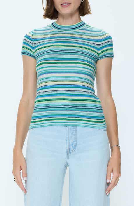 Selene Stripe Cotton Short Sleeve Sweater