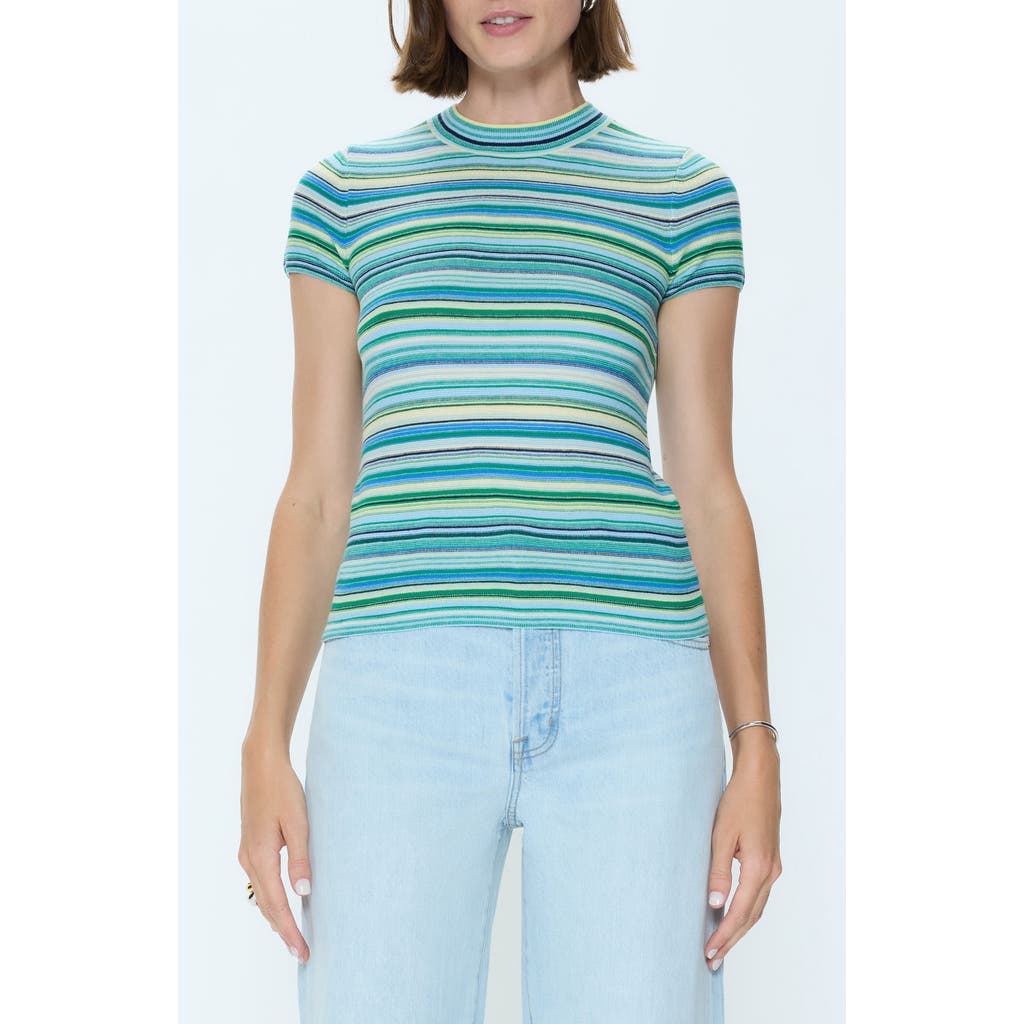 Pistola Selene Stripe Cotton Short Sleeve Sweater In Multi