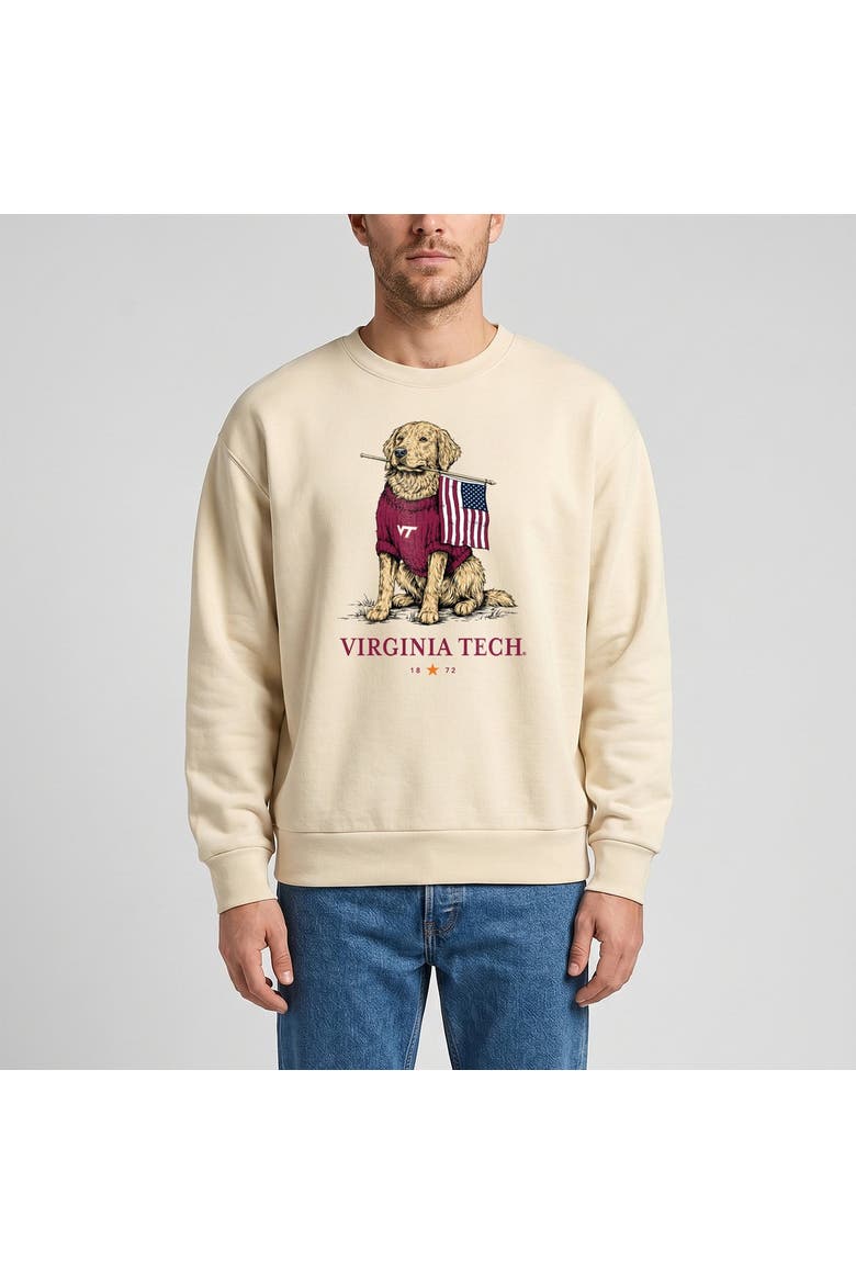 Unisex Uscape Apparel Cream Virginia Tech Hokies Americana Good Boy Ribbed Premium Sweatshirt, Main, color, Cream