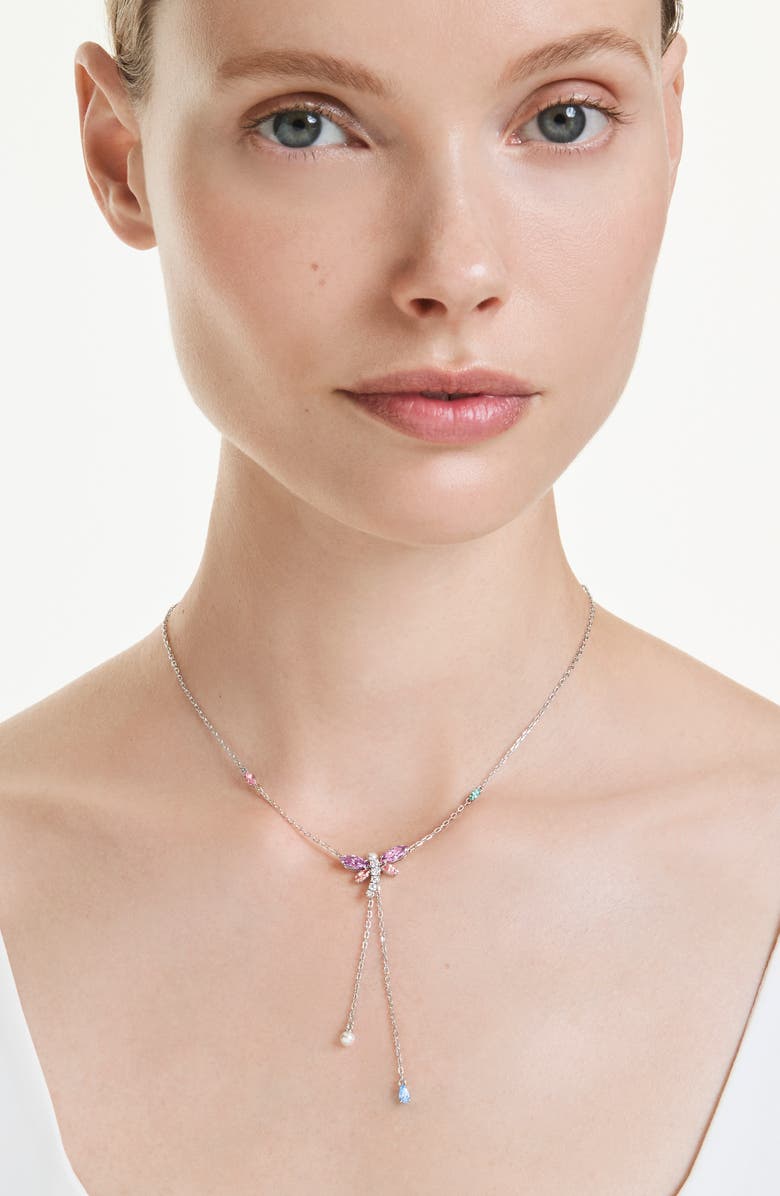 Swarovski x Ariana Grande Multicolor Crystal Y-Necklace, Alternate, color, Silver/ Multi