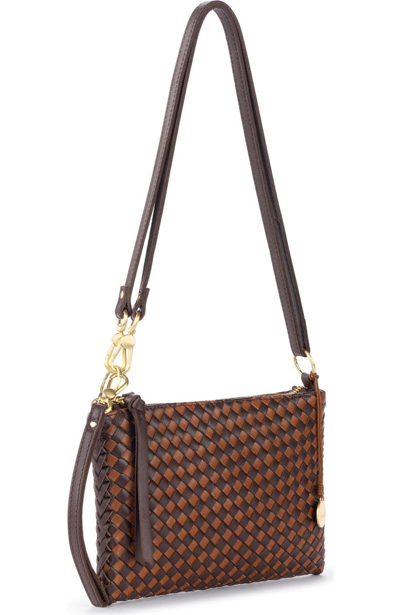 The Sak Vita Hand Woven Leather Crossbody Wristlet, Alternate, color, Mahogany Cognac Woven