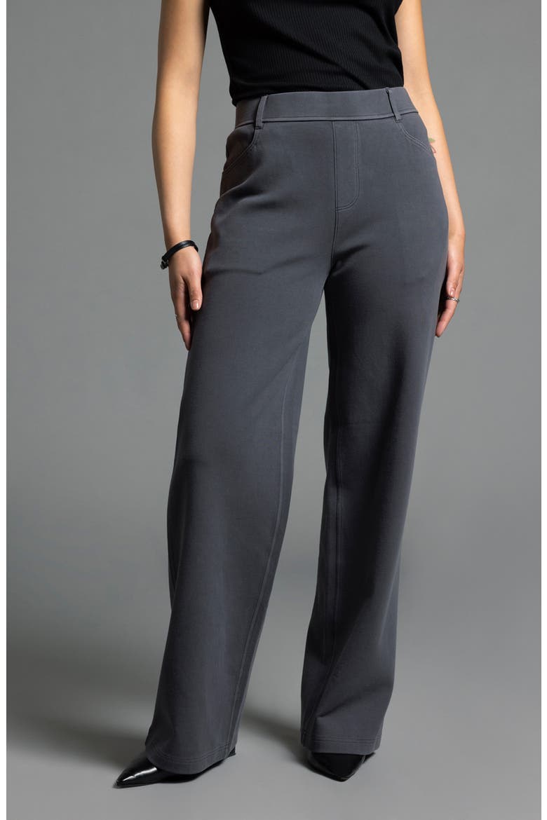 Genevieve Pull-On Cotton Blend Pants, Alternate, color, EBONY