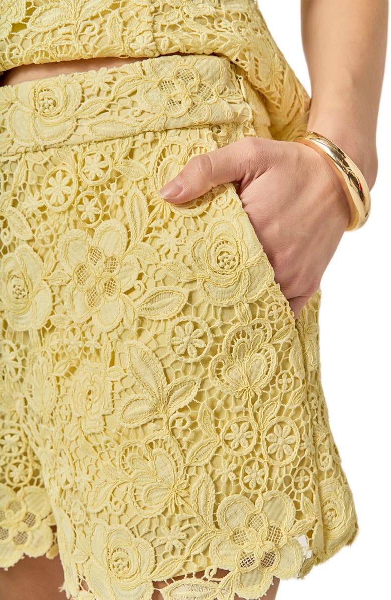 English Factory Floral lace Shorts, Alternate, color, Butter Yellow