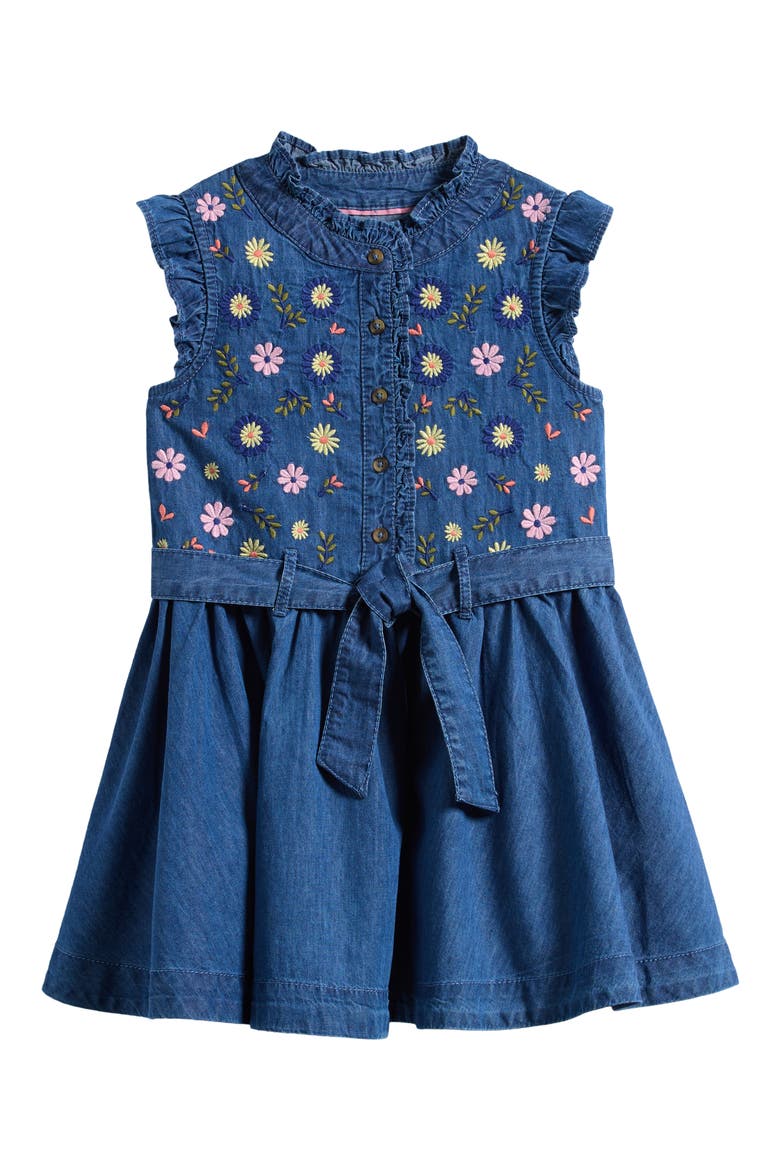 Kids' Ruffle Denim Dress, Main, color, MID VINTAGE