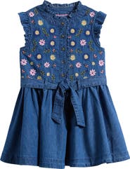 Mini Boden Kids' Ruffle Denim Dress
