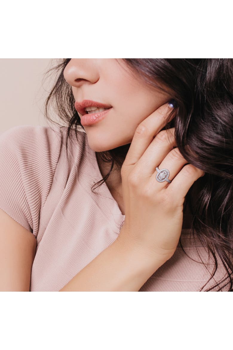 Diamond Vintage Oval Halo Ring, Alternate, color, Sterling Silver