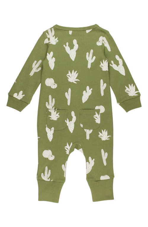 L'ovedbaby Print Organic Cotton Romper In Sage Cactus