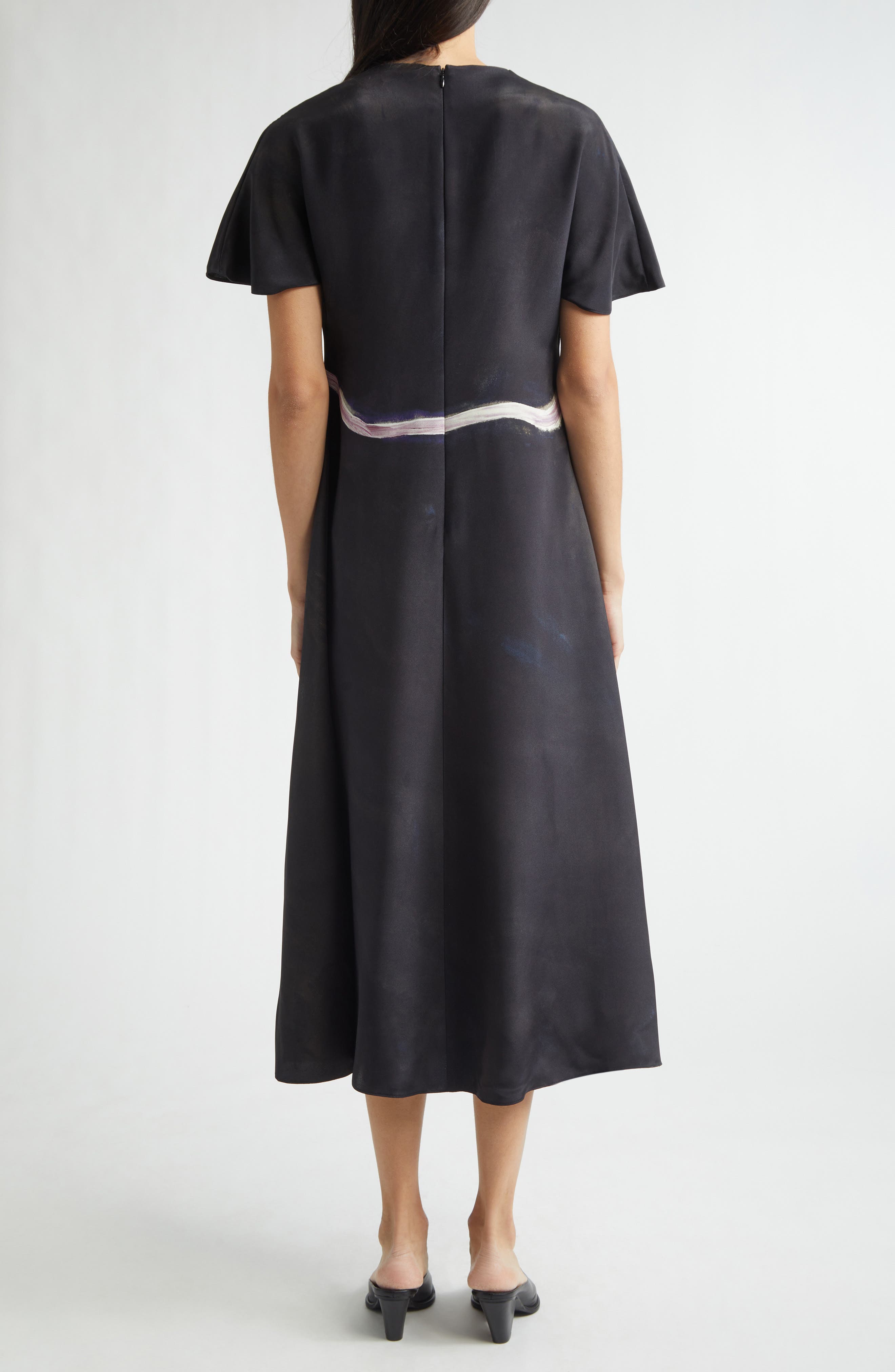 Daisy Lily Print Silk Dress - image 2