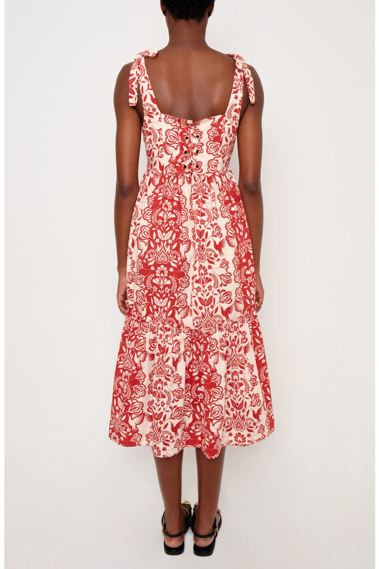 The Backbone Stretch Cotton Midi Sundress, Alternate, color, RED FOLK PAISLEY