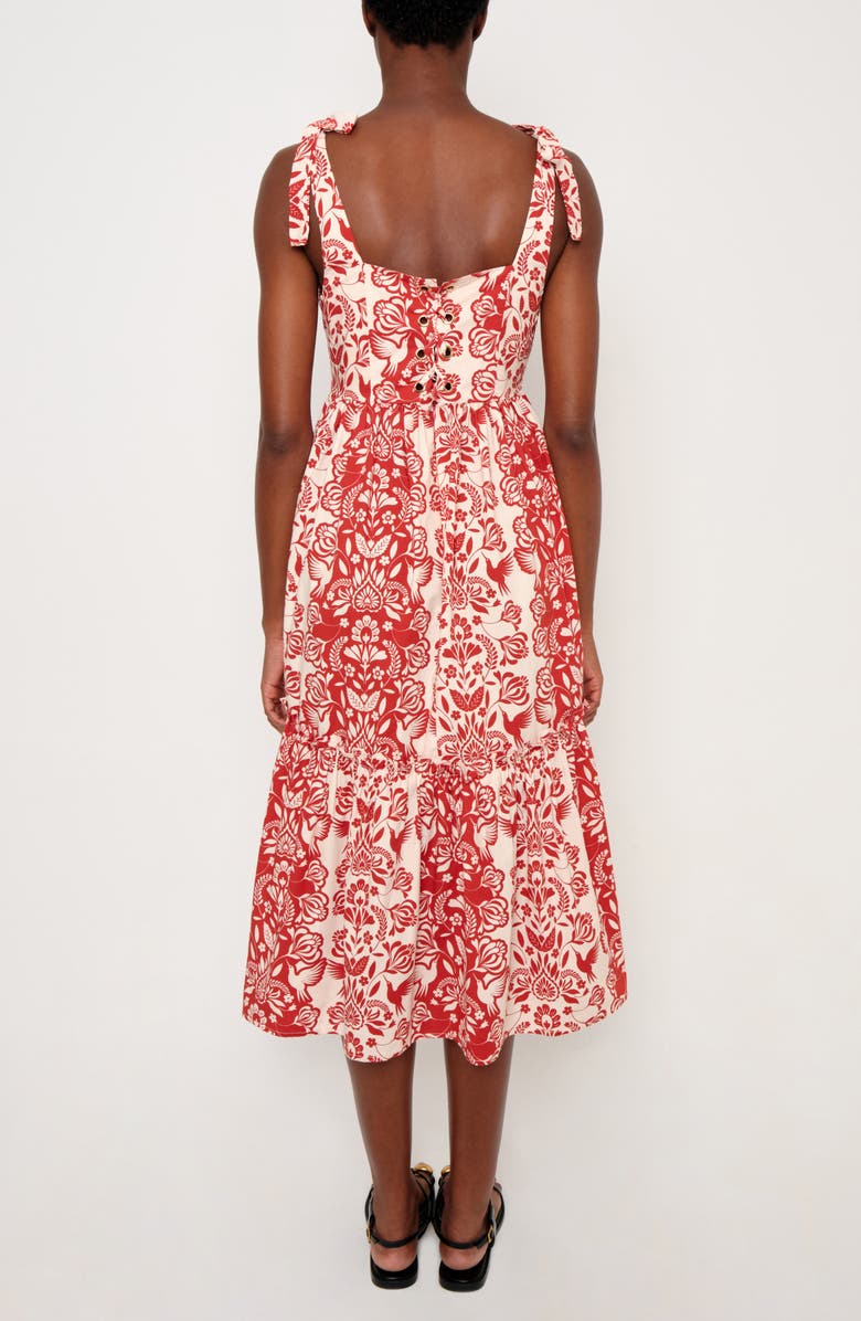 The Lulo Project The Backbone Stretch Cotton Midi Sundress, Alternate, color, Red Folk Paisley