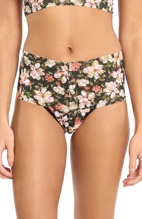 Print High Waist Retro Thong