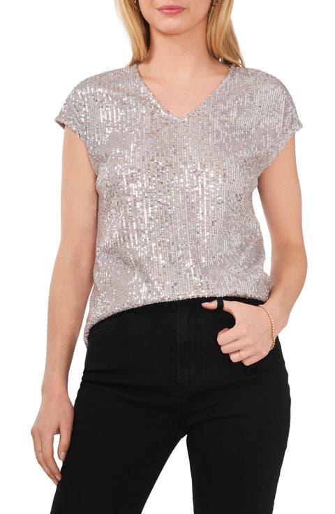 Sequin Cap Sleeve Top
