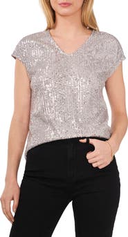 Vince Camuto Sequin Cap Sleeve Top