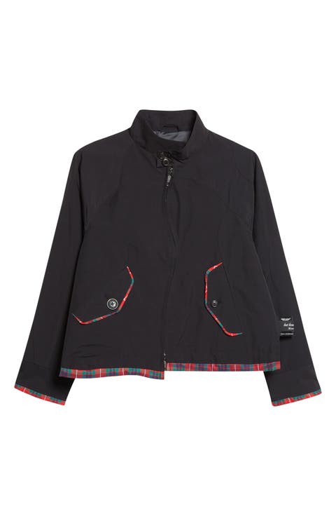 Tartan Trim Wavy Zip Jacket