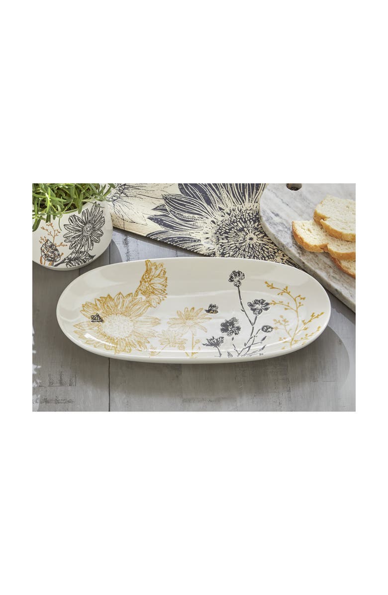 tag Let It Bee Multicolor Ceramic Serving Platter Dishwasher Safe, Alternate, color, White