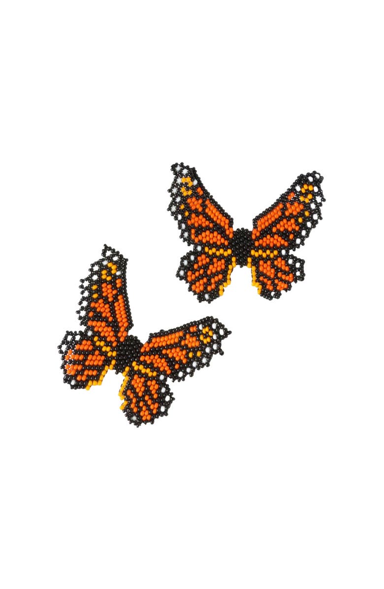 Fosterie Butterfly Monarch Embera Earrings, Main, color, 