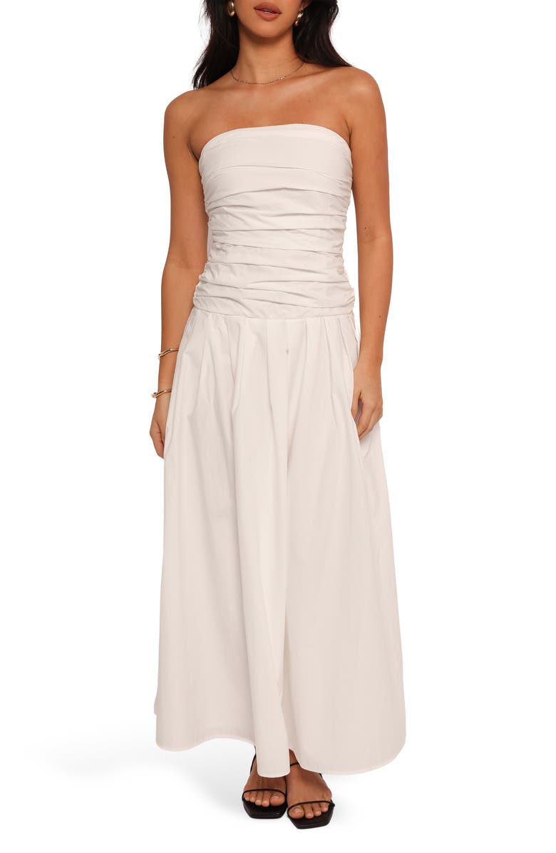 Petal & Pup Nell Strapless Cotton Maxi Dress, Main, color, White