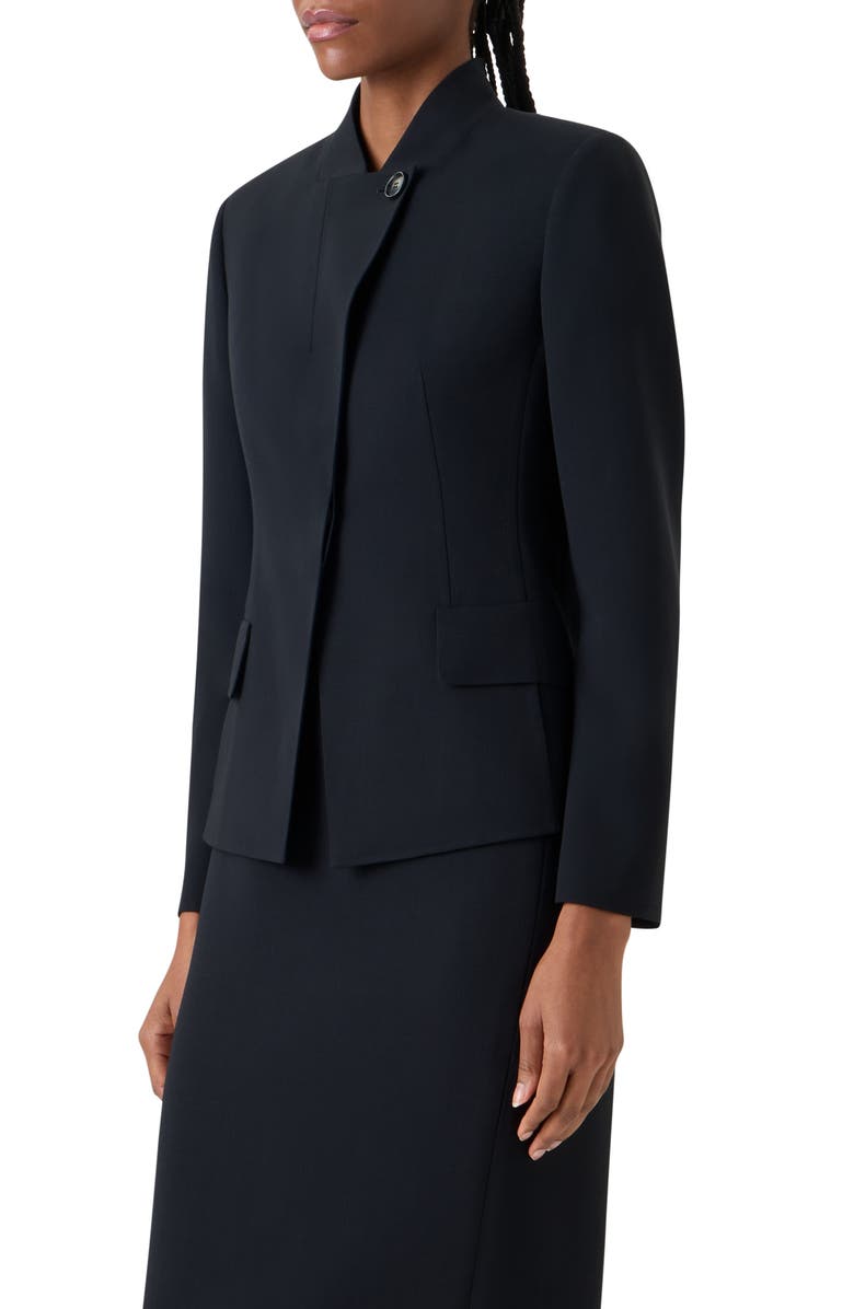Akris Kay Asymmetric Wool Blend Double Face Jacket, Alternate, color, Black