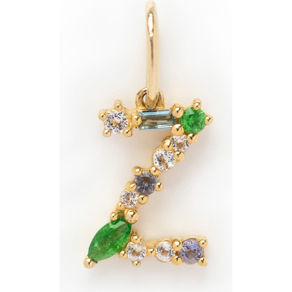 Local Eclectic Semiprecious Stone Initial Charm In Multi