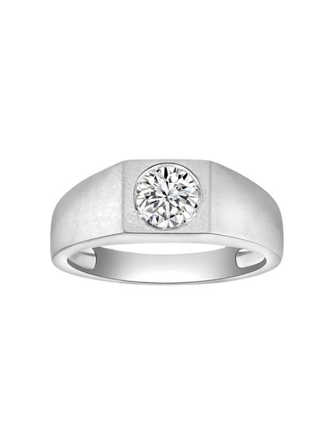 1 Ct Solitaire Lab Grown Men's Diamond Wedding Ring in 10k Gold
