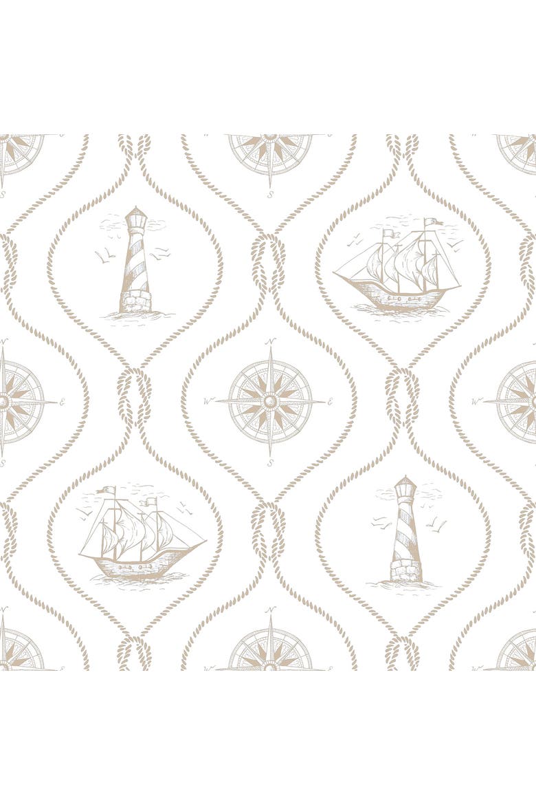 Maritime Compass Linen Pillow Cover Only, Alternate, color, Natural Beige