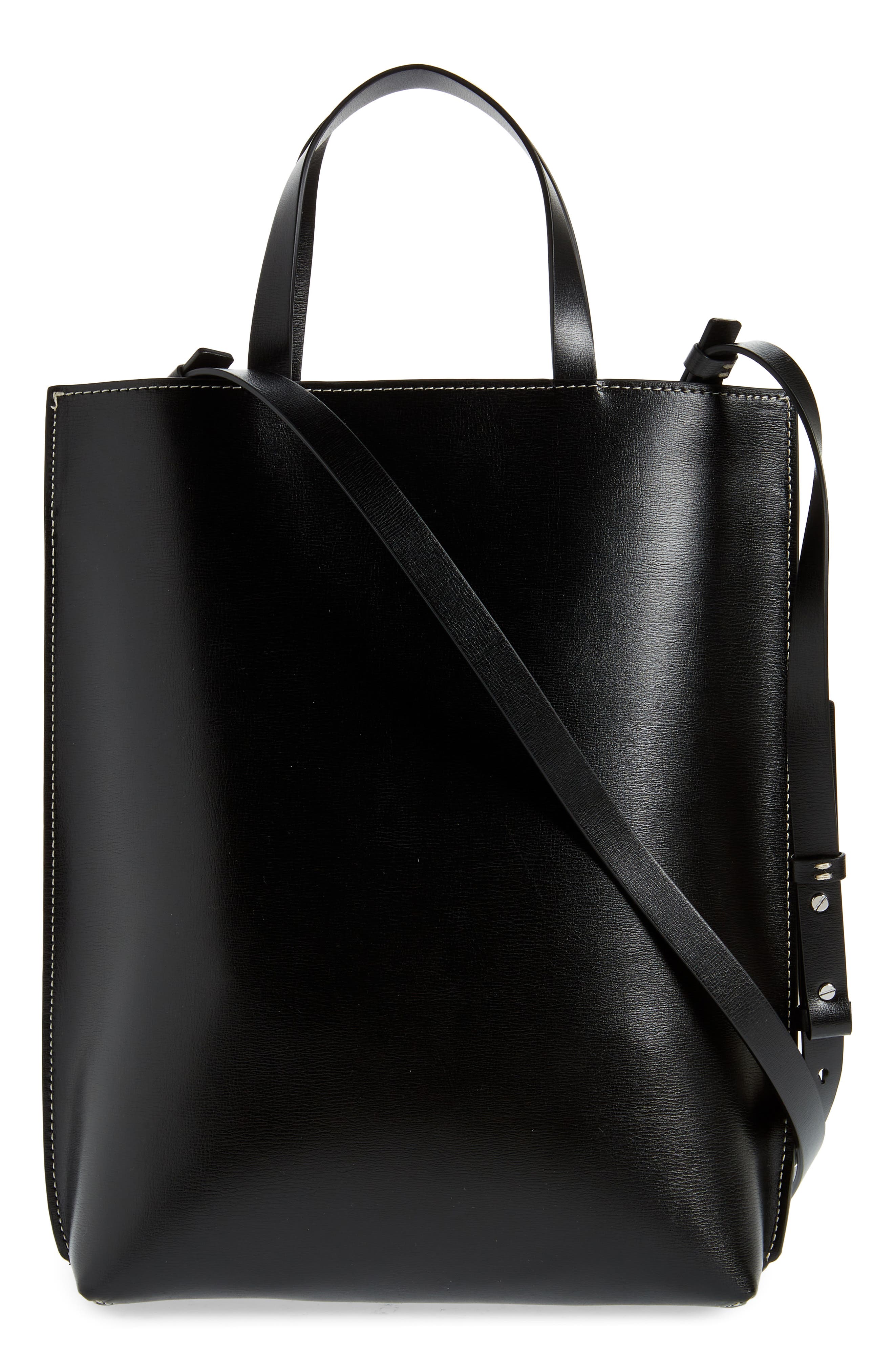 Ganni Medium Banner Recycled Leather Tote, Alternate, color, 