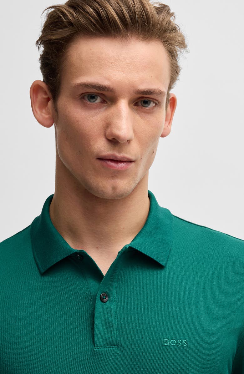BOSS Pallas Cotton Polo, Alternate, color, Open Green