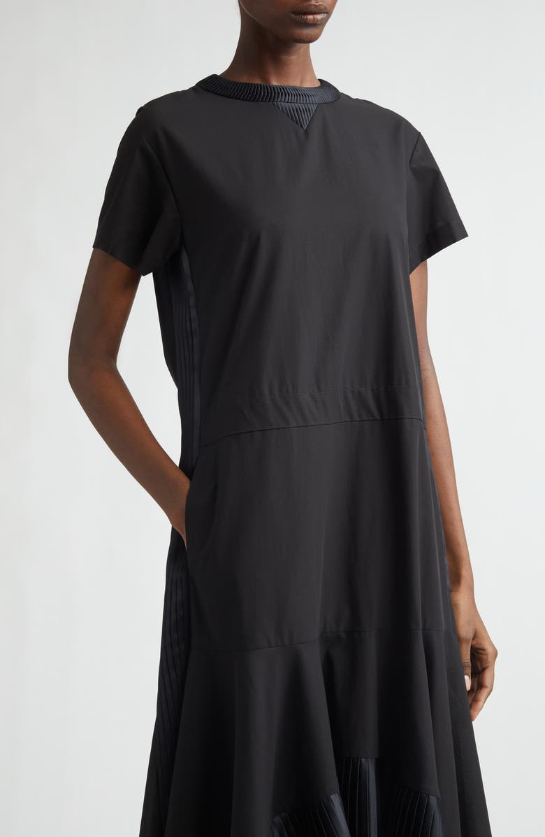 Sacai Cotton Broadcloth Dress, Alternate, color, Black