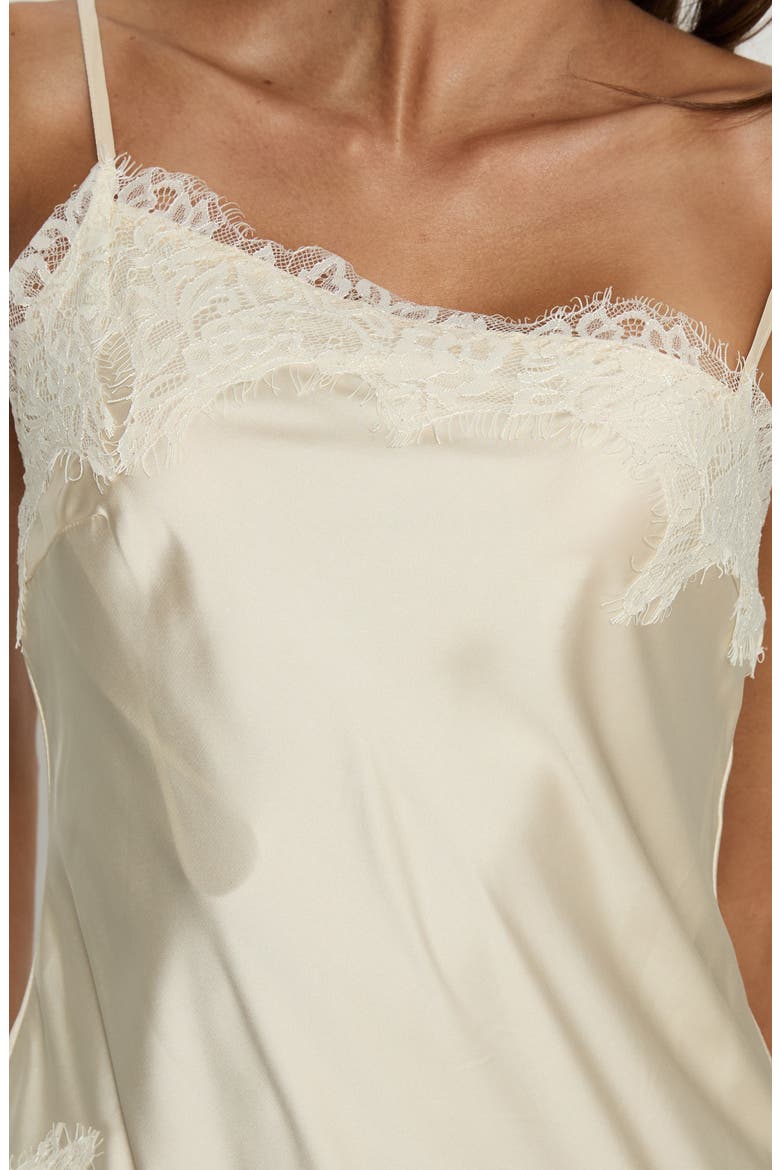 Winta Lace Trim Asymmetrical Satin Camisole, Alternate, color, CREAM