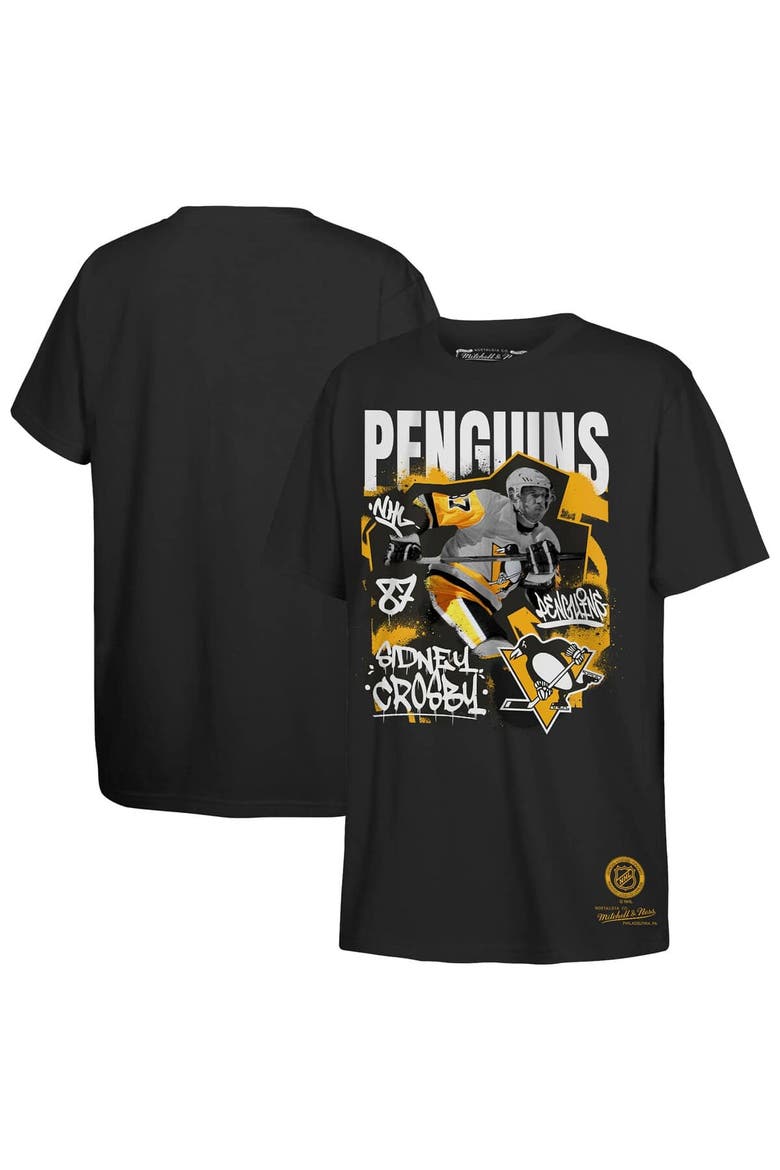 Youth Mitchell & Ness Sidney Crosby Black Pittsburgh Penguins Photo Reel Graphic T-Shirt, Main, color, Black