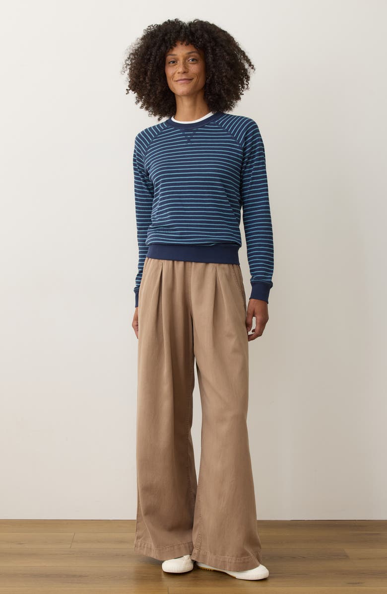Marine Layer Juno Stripe & Dot Reversible Double Knit Top, Alternate, color, Moonlit Blue