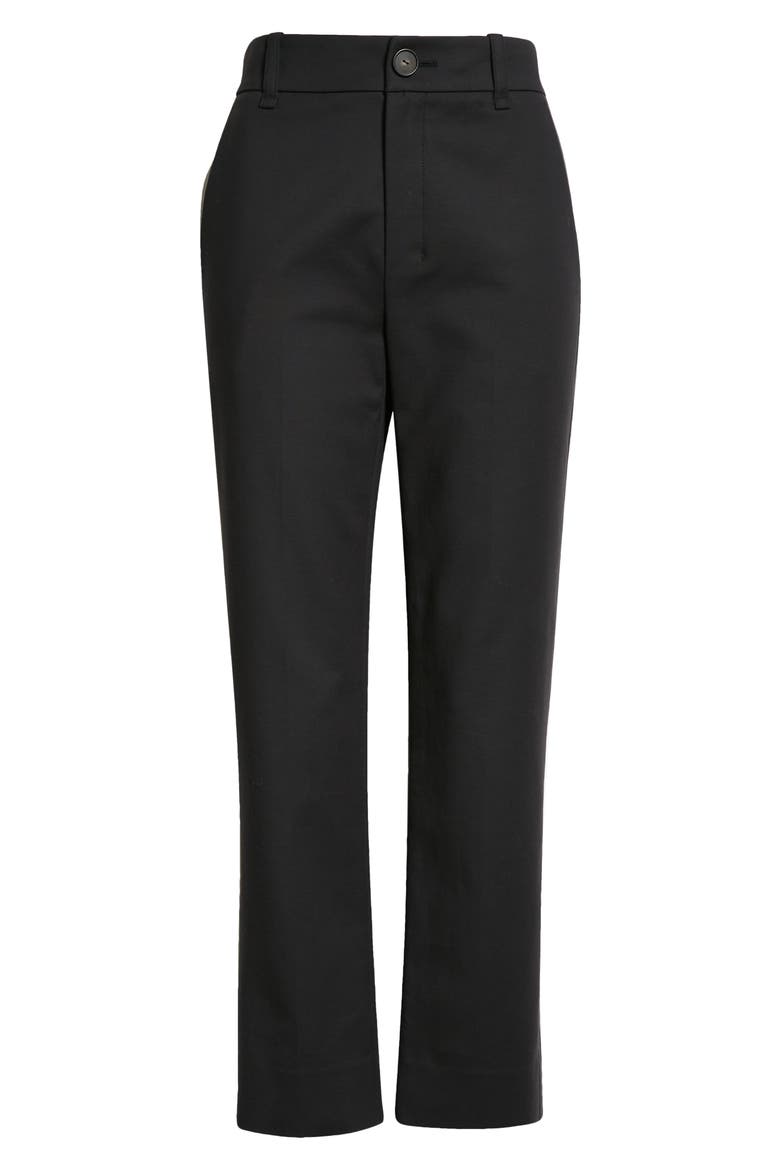 Cotton Blend Cigarette Trousers, Alternate, color, BLACK
