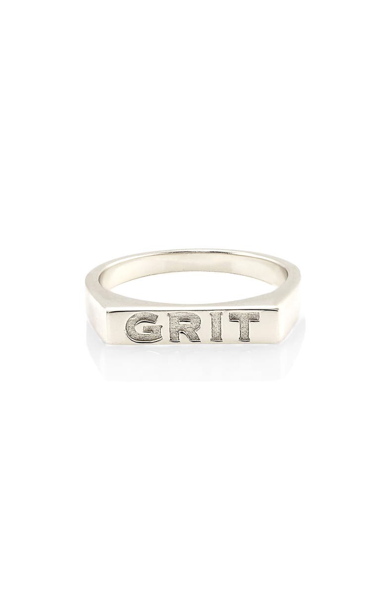 Kris Nations Grit Engraved Ring, Main, color, Silver