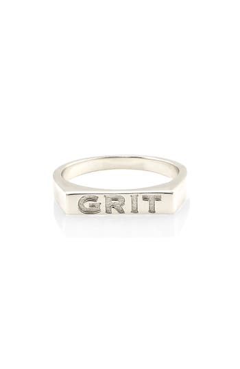 Kris Nations Grit Engraved Ring In Silver