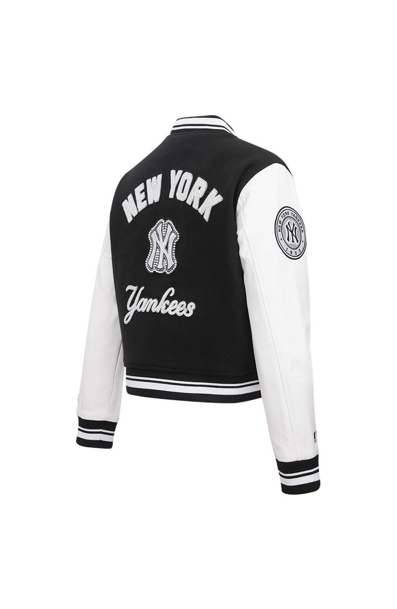 PRO STANDARD Women's Pro Standard Black New York Yankees Pearls Rib Wool Full-Zip Varsity Jacket, Alternate, color, Black